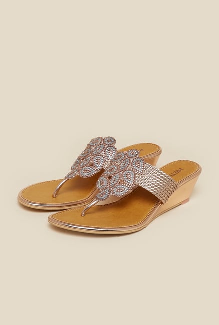 Metro Chikoo Wedge Beaded Sandal Metro Chikoo Wedge Beaded Sandal
