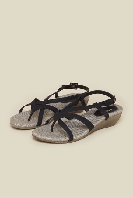 Metro Black Back Strap Wedge Sandals Metro Black Back Strap Wedge Sandals