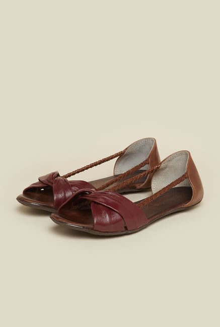 Mochi Maroon Flat Sandals Mochi Maroon Flat Sandals