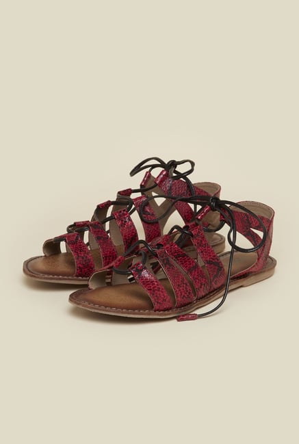 Mochi Red Flat Gladiator Sandals Mochi Red Flat Gladiator Sandals