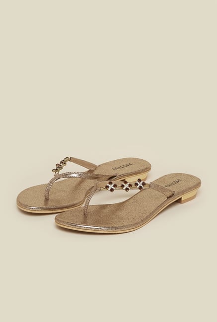 Metro Antique Gold Flat Sandals Metro Antique Gold Flat Sandals