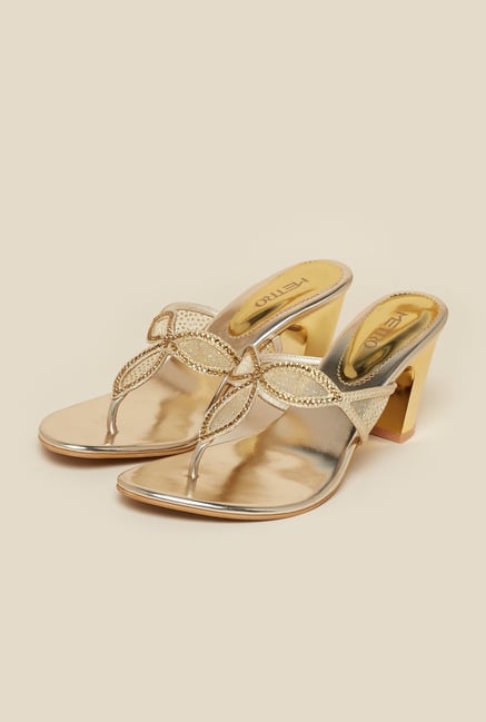 Metro Gold T-Strap Block Sandals Metro Gold T-Strap Block Sandals
