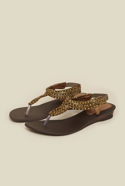 Metro Antique Gold Back Strap Flat Sandals Metro Antique Gold Back Strap Flat Sandals