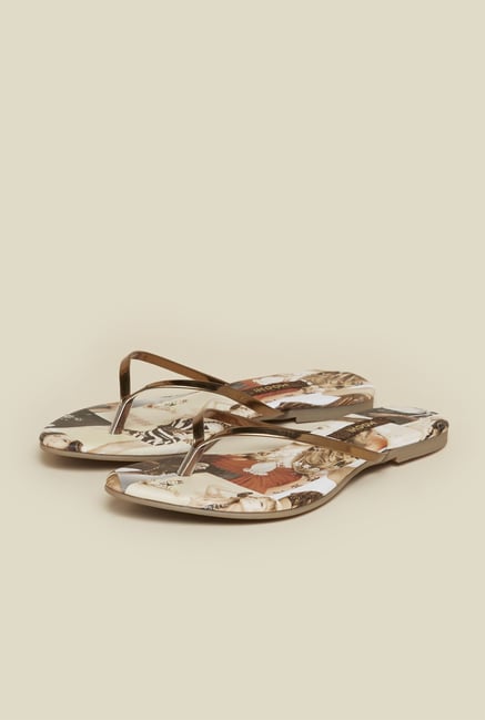 Mochi Antique Gold Flat Thong Sandals Mochi Antique Gold Flat Thong Sandals