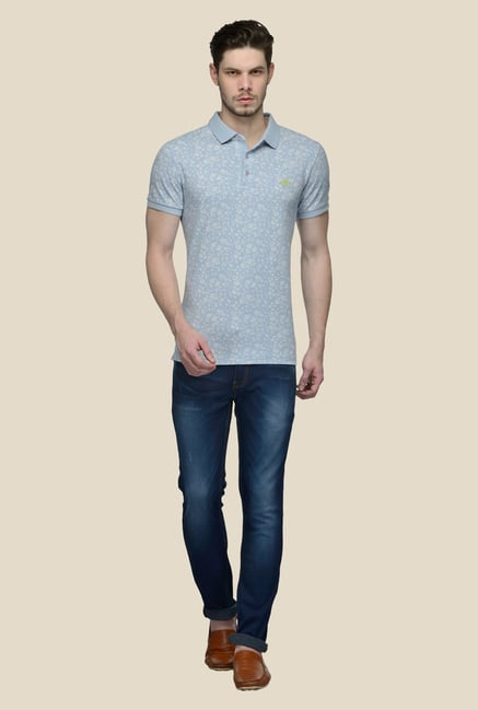 United Colors of Benetton Blue Floral Print Polo T-shirt United Colors of Benetton Blue Floral Print Polo T-shirt