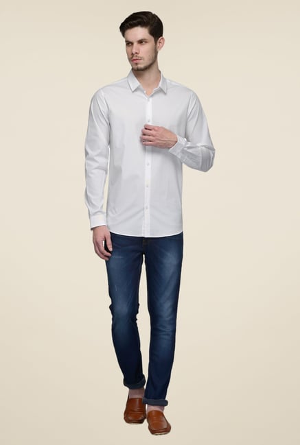 United Colors of Benetton White Full Sleeve Solid Shirt United Colors of Benetton White Full Sleeve Solid Shirt