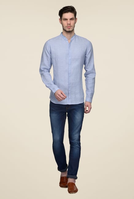 United Colors of Benetton Blue Linen Solid Shirt United Colors of Benetton Blue Linen Solid Shirt