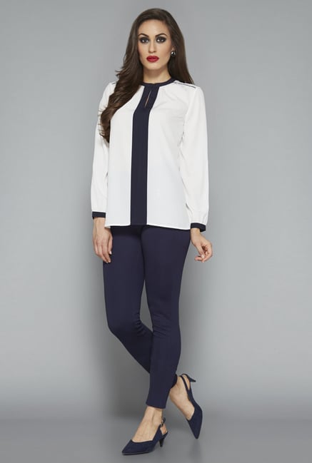 Wardrobe by Westside Navy Solid Trouser Wardrobe by Westside Navy Solid Trouser