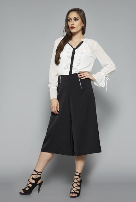 Wardrobe by Westside Black Solid Culottes Wardrobe by Westside Black Solid Culottes