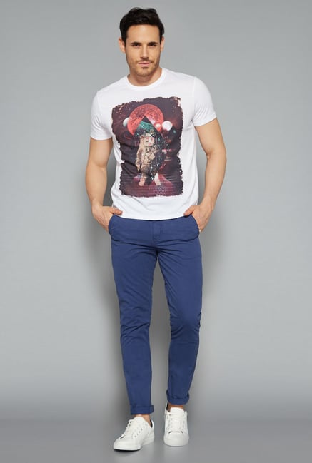 Nuon by Westside Blue Solid Chinos Nuon by Westside Blue Solid Chinos