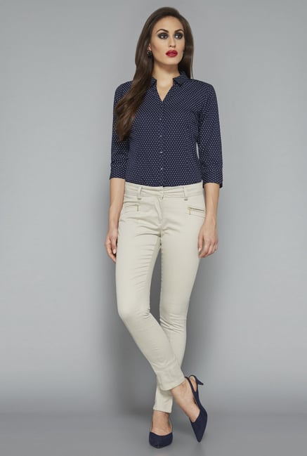 Wardrobe by Westside Navy Polka Dot Shirt Wardrobe by Westside Navy Polka Dot Shirt