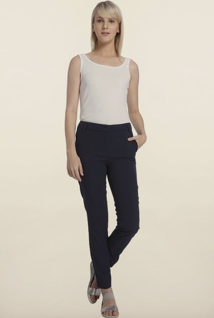 Vero Moda Navy Solid Slim Fit Pants Vero Moda Navy Solid Slim Fit Pants