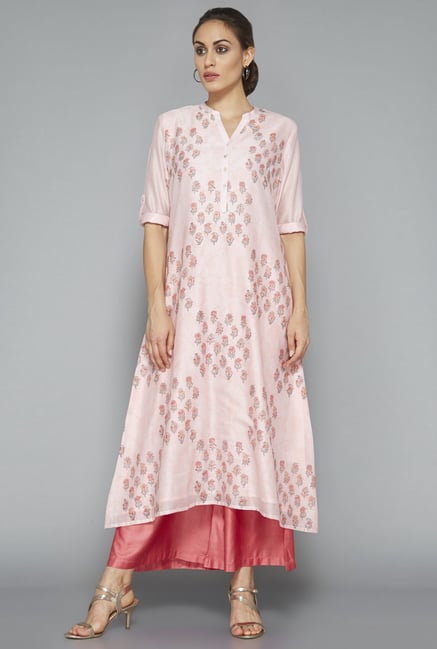 Zuba by Westside Pink Floral Print Kurta Zuba by Westside Pink Floral Print Kurta