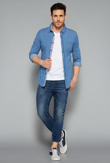 Nuon by Westside Blue Solid Shirt Nuon by Westside Blue Solid Shirt