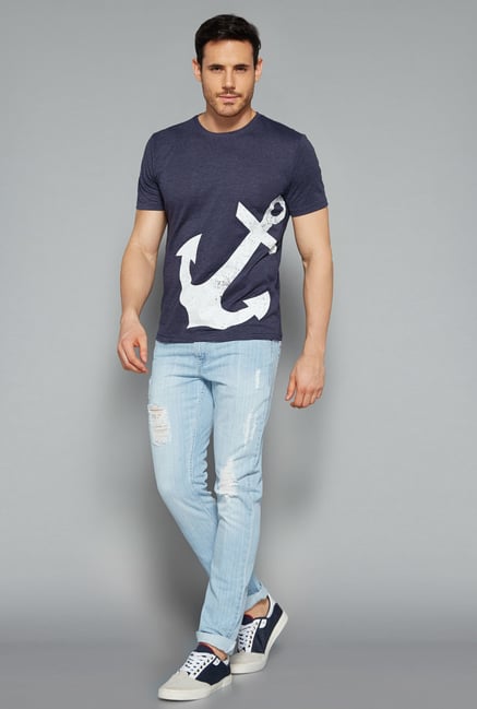 Nuon by Westside Navy Printed T Shirt Nuon by Westside Navy Printed T Shirt