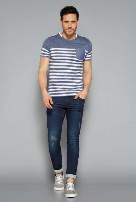 Nuon by Westside Indigo Striped T Shirt Nuon by Westside Indigo Striped T Shirt