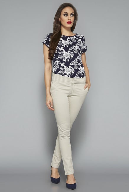 Wardrobe by Westside Navy Floral Print Top Wardrobe by Westside Navy Floral Print Top