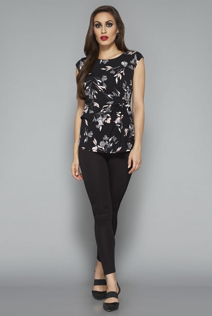 Wardrobe by Westside Black Floral Print Top Wardrobe by Westside Black Floral Print Top