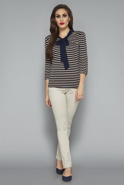 Wardrobe by Westside Navy & Beige Striped Top Wardrobe by Westside Navy & Beige Striped Top