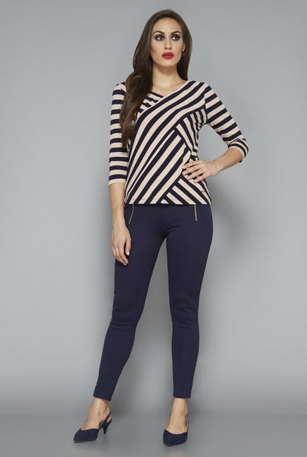 Wardrobe by Westside Navy & Beige Striped Top Wardrobe by Westside Navy & Beige Striped Top