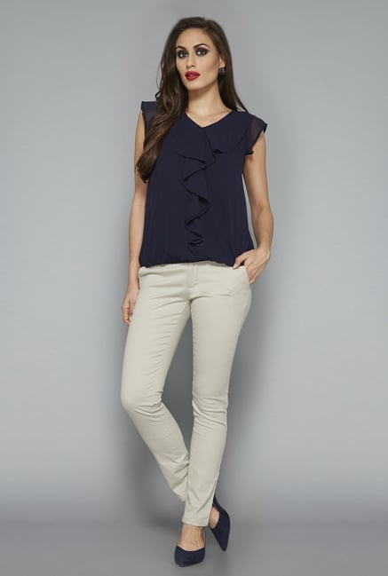 Wardrobe by Westside Navy Solid Blouse Wardrobe by Westside Navy Solid Blouse