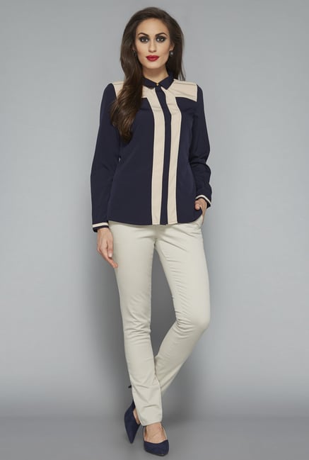 Wardrobe by Westside Navy Solid Blouse Wardrobe by Westside Navy Solid Blouse