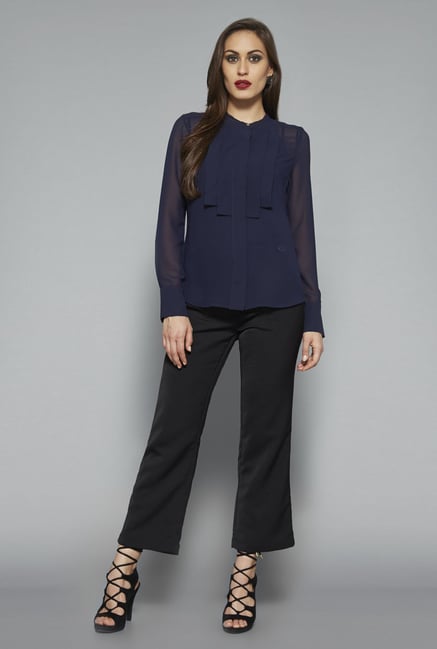 Wardrobe by Westside Navy Solid Blouse Wardrobe by Westside Navy Solid Blouse
