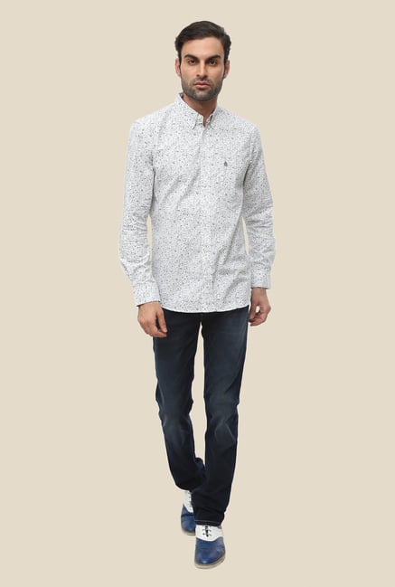 FCUK White Cotton Full Sleeve Printed Shirt FCUK White Cotton Full Sleeve Printed Shirt