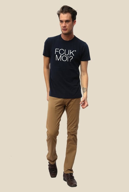 FCUK Navy Printed T Shirt FCUK Navy Printed T Shirt