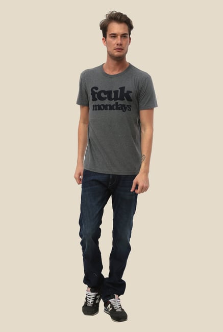 FCUK Grey Printed Short Sleeve T Shirt FCUK Grey Printed Short Sleeve T Shirt