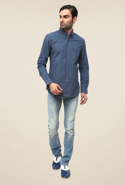 FCUK Blue Printed Shirt FCUK Blue Printed Shirt
