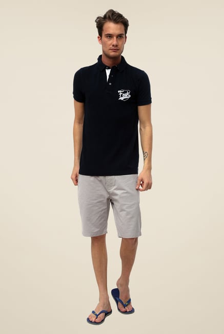 FCUK Black Solid T Shirt FCUK Black Solid T Shirt
