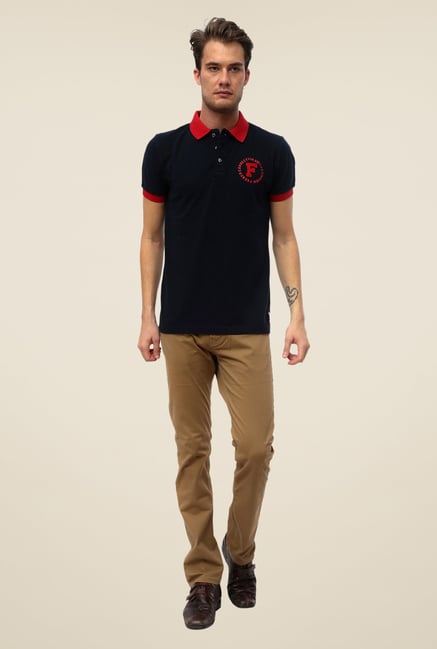FCUK Navy Solid T Shirt FCUK Navy Solid T Shirt