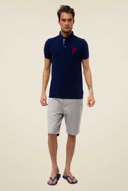 FCUK Blue Solid T Shirt FCUK Blue Solid T Shirt