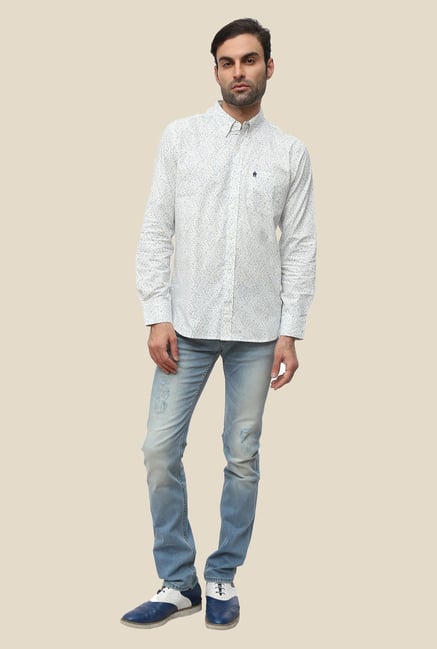 FCUK White Cotton Printed Shirt FCUK White Cotton Printed Shirt