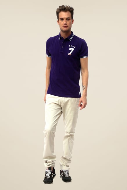 FCUK Violet Solid T Shirt FCUK Violet Solid T Shirt