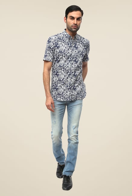 FCUK Grey Geometric Print Shirt FCUK Grey Geometric Print Shirt