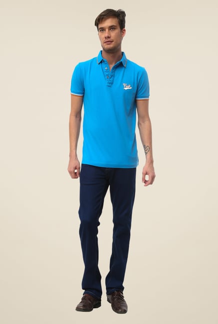 FCUK Blue Solid Short Sleeve T Shirt FCUK Blue Solid Short Sleeve T Shirt