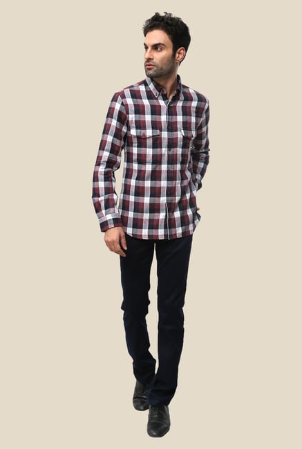 FCUK Maroon Checks Shirt FCUK Maroon Checks Shirt