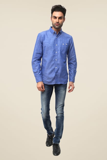 FCUK Blue Full Sleeve Solid Shirt FCUK Blue Full Sleeve Solid Shirt