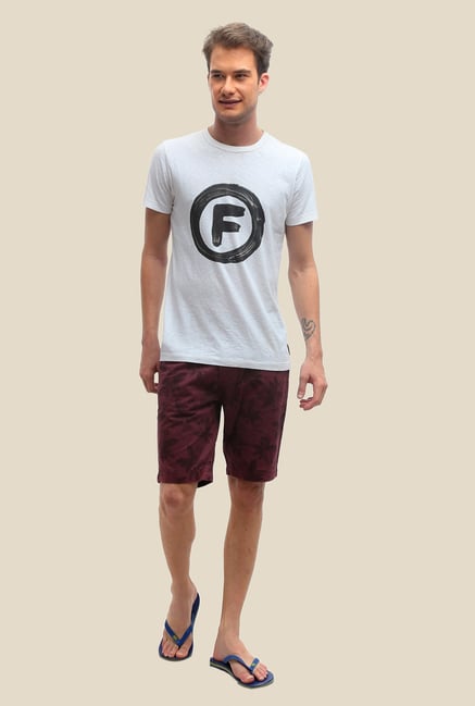 FCUK White Printed Short Sleeve Slim Fit T Shirt FCUK White Printed Short Sleeve Slim Fit T Shirt