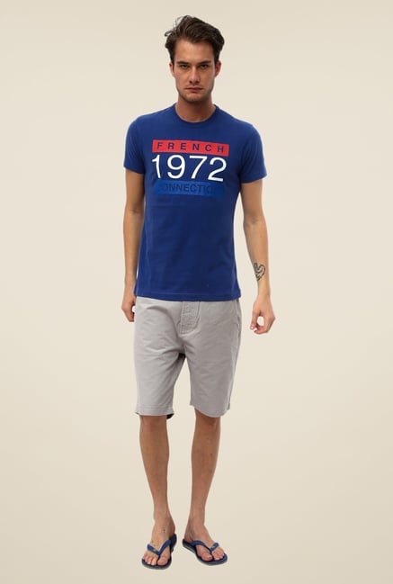 FCUK Navy Printed Crew Neck T Shirt FCUK Navy Printed Crew Neck T Shirt