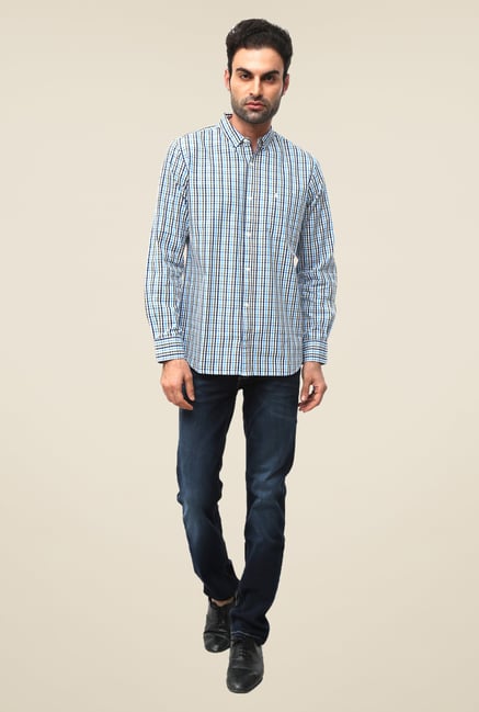 FCUK Blue Shirt Collar Checks Shirt FCUK Blue Shirt Collar Checks Shirt