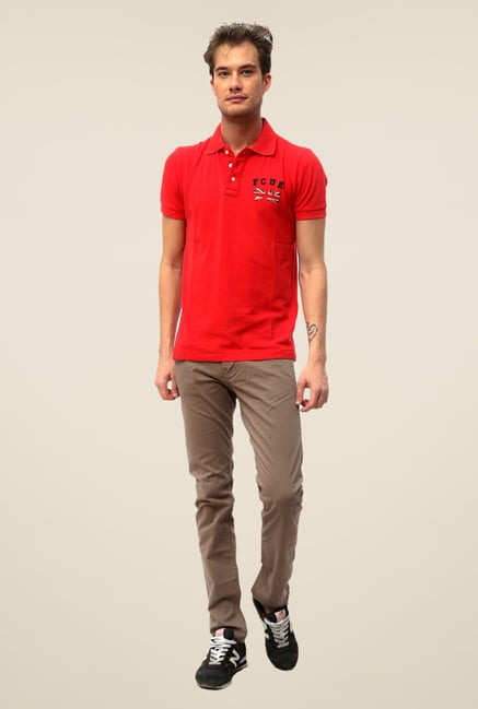 FCUK Red Solid Crew Neck T Shirt FCUK Red Solid Crew Neck T Shirt
