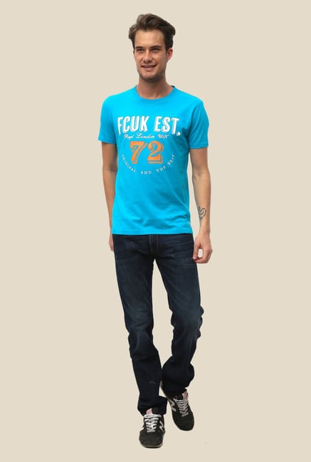 FCUK Blue Printed T Shirt FCUK Blue Printed T Shirt