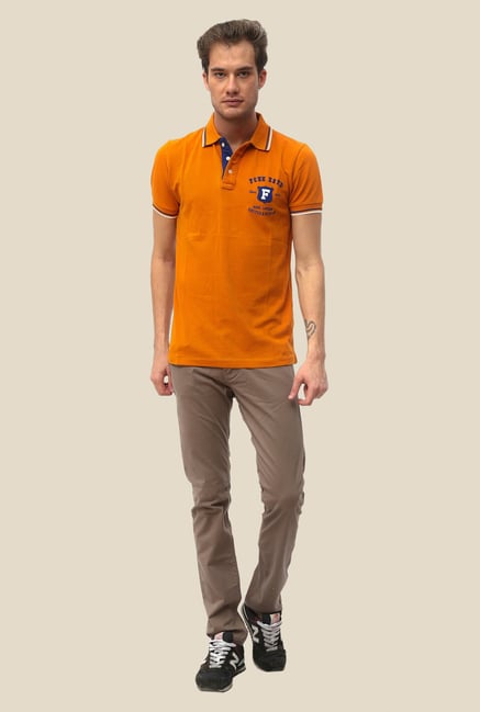 FCUK Orange Solid Short Sleeve T Shirt FCUK Orange Solid Short Sleeve T Shirt