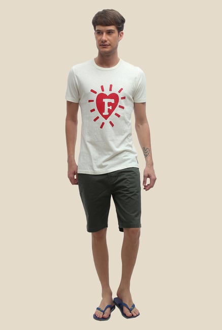 FCUK White Printed Slim Fit T Shirt FCUK White Printed Slim Fit T Shirt