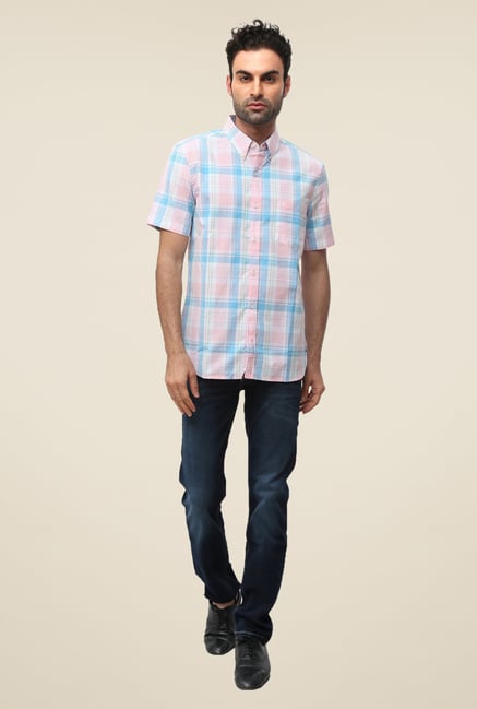 FCUK Pink Half Sleeve Checks Shirt FCUK Pink Half Sleeve Checks Shirt