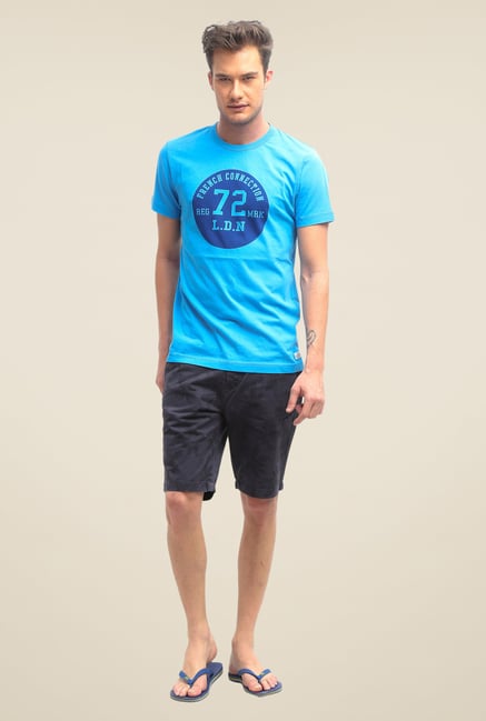 FCUK Blue Printed Short Sleeve T Shirt FCUK Blue Printed Short Sleeve T Shirt