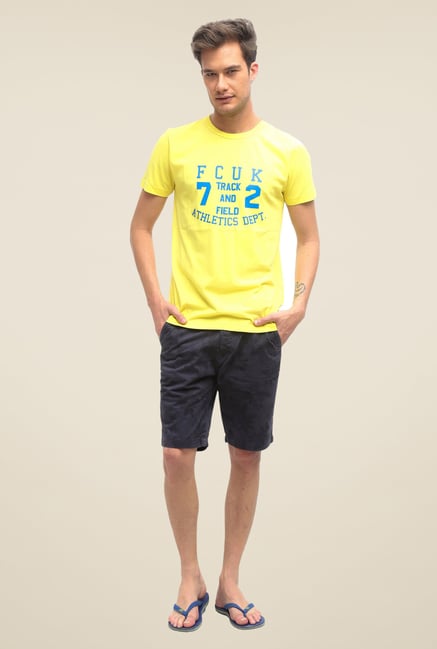 FCUK Yellow Printed Short Sleeve T Shirt FCUK Yellow Printed Short Sleeve T Shirt